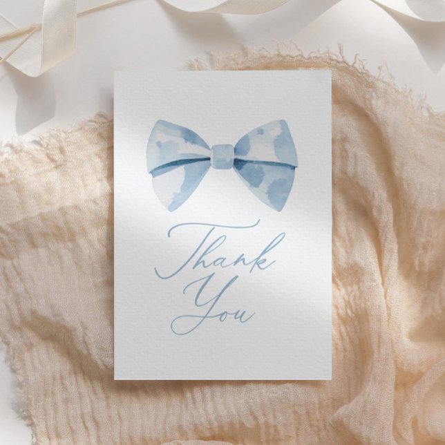 Carte De Remerciements Baby shower de garçon Blue Bowtie (Créateur téléchargé)