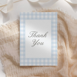 Carte De Remerciements Baby shower de garçon classique En vichy bleu