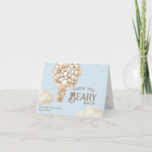 Carte De Remerciements Baby shower de garçon d'attente avant l'ours en pe