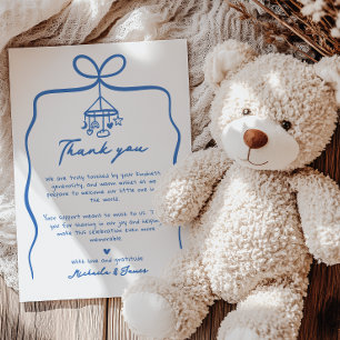 Carte De Remerciements Baby shower de garçon de la boîte à ruban à main b