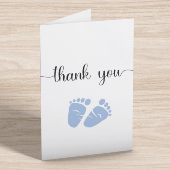 Carte De Remerciements Baby shower de garçon simple Blue Feet (Créateur téléchargé)