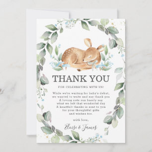 Carte De Remerciements Baby shower de garçons de Woodland Deer Rustic Gre