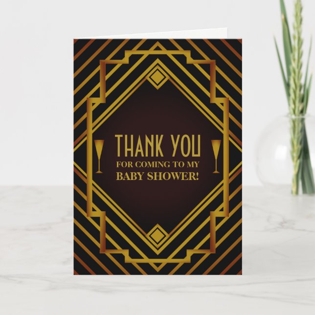 Carte de remerciements Baby shower de Gatsby Gold  (Devant)