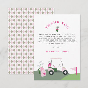 Carte De Remerciements Baby shower de golf moderne rose