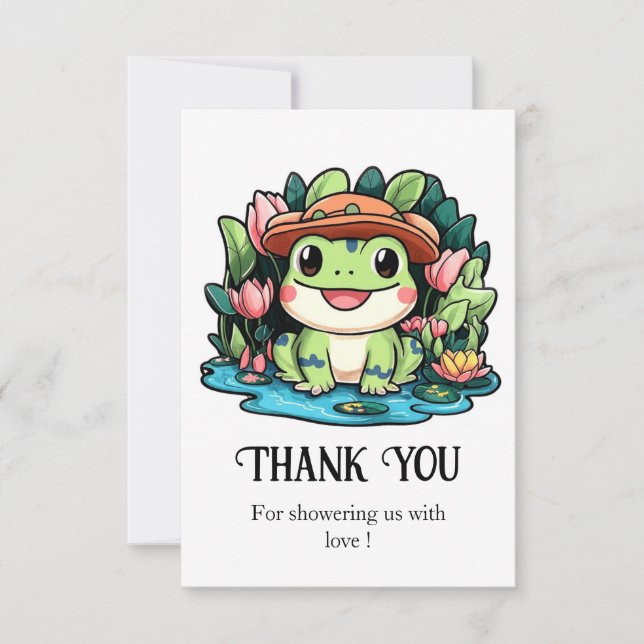 Carte De Remerciements Baby shower de grenouille (Devant)