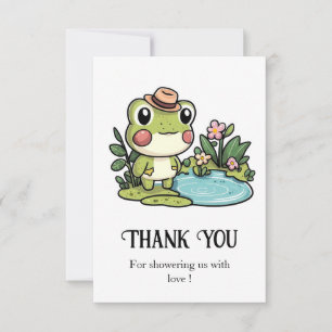 Carte De Remerciements Baby shower de grenouille mignonne enchanté