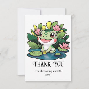 Carte De Remerciements Baby shower de grenouille Pastel