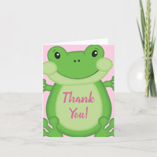 Carte De Remerciements Baby shower de grenouille rose