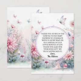 Carte De Remerciements Baby shower de jardin de fées