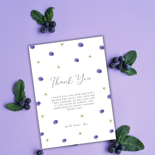 Carte De Remerciements Baby shower de la ferme aux bleuets de printemps (Spring Watercolor Blueberry Farm Baby Shower Thank You Card)