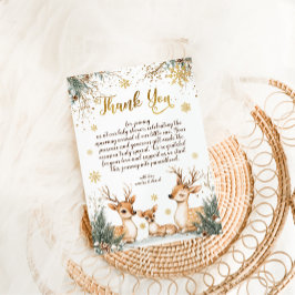 Carte De Remerciements Baby shower de la forêt de neige d'hiver