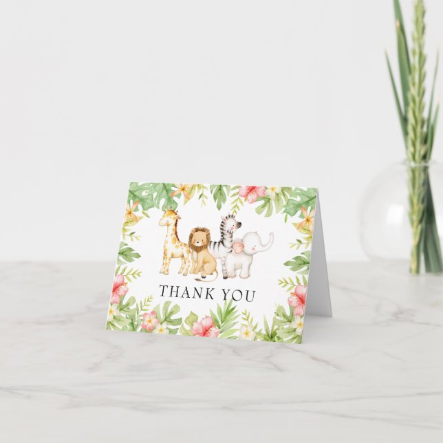 Carte De Remerciements Baby shower de la jungle (Devant)