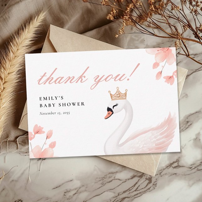 Carte De Remerciements Baby shower de la petite princesse Swan (Créateur téléchargé)