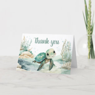 Carte De Remerciements Baby shower de la tortue de mer
