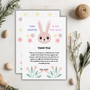 Carte De Remerciements Baby shower de lapin minuscule à Hopper Floral