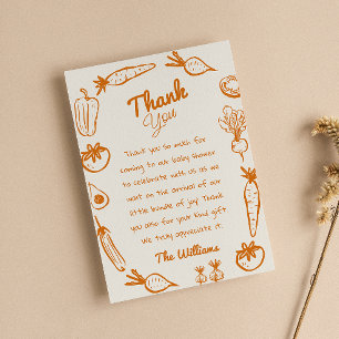 Carte De Remerciements Baby shower de légumes de culture locale dessiné O