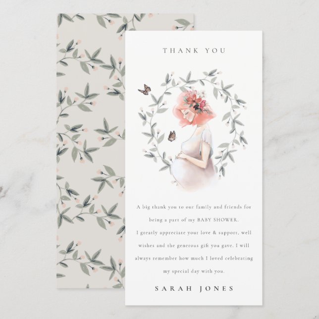Carte De Remerciements Baby shower de liage pour femmes élégantes (Devant / Derrière)