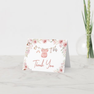 Carte De Remerciements Baby shower de ligne de vêtements pour fille Boho