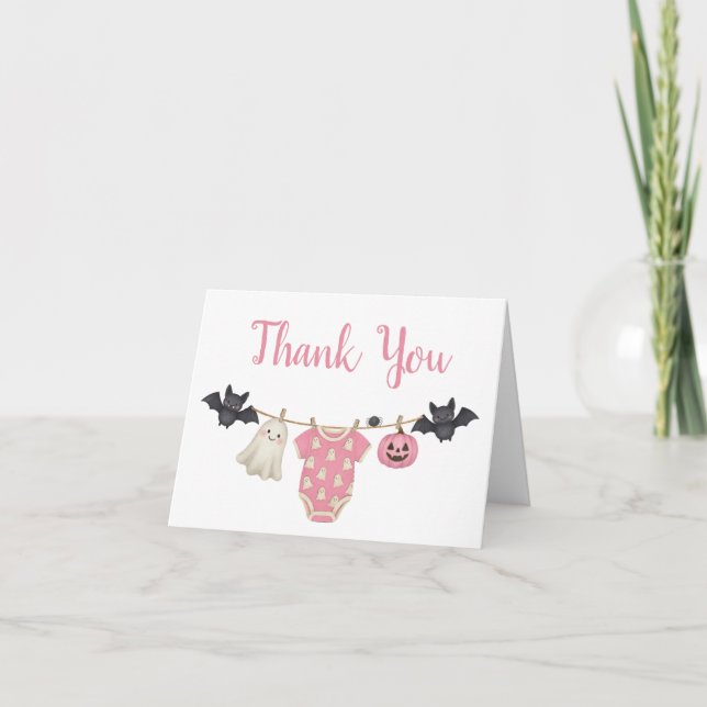 Carte De Remerciements Baby shower de linge de maison rose (Devant)