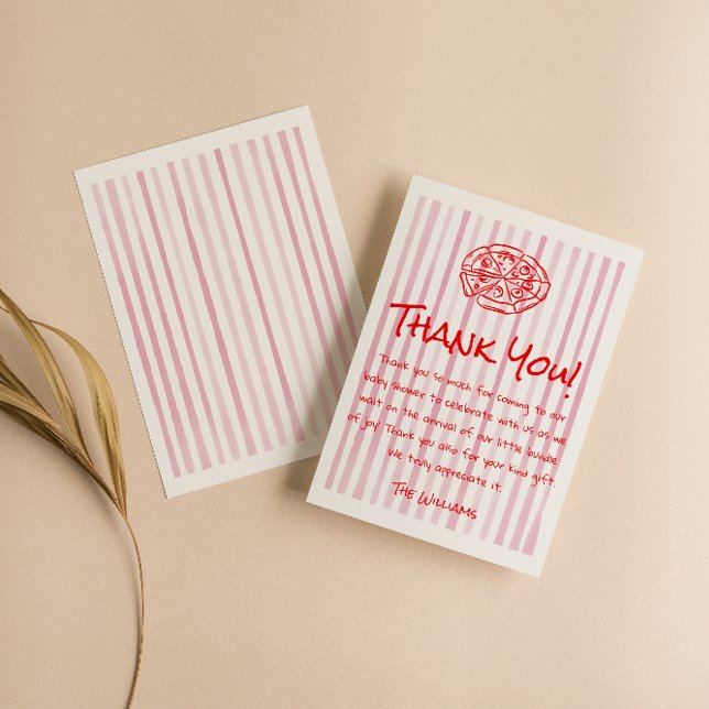 Carte De Remerciements Baby shower de livraison spécial Pizza Rouge tiré  (Créateur téléchargé)