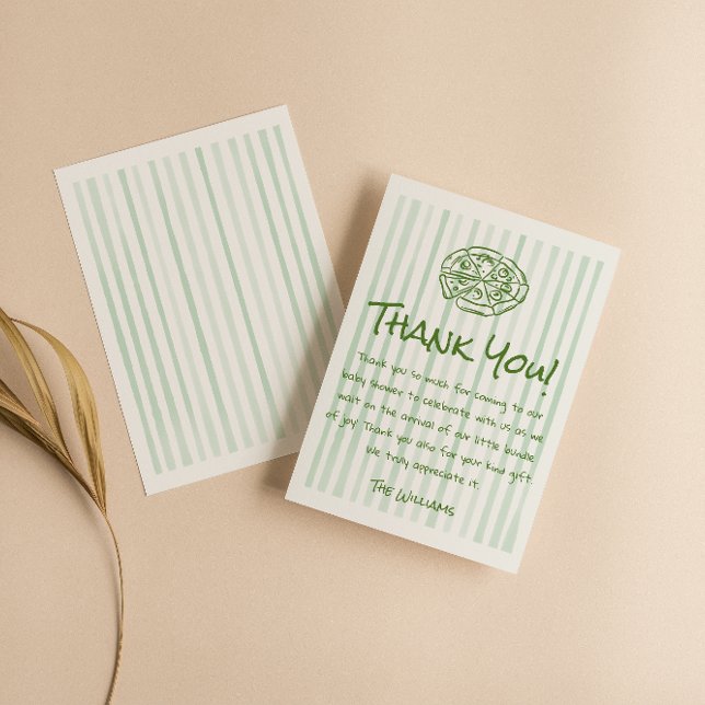 Carte De Remerciements Baby shower de livraison spéciale de pizza verte d (Créateur téléchargé)