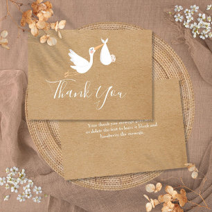 Carte De Remerciements Baby shower de livraison spéciale Rustic Kraft