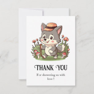 Carte De Remerciements Baby shower de loup mystique mignon