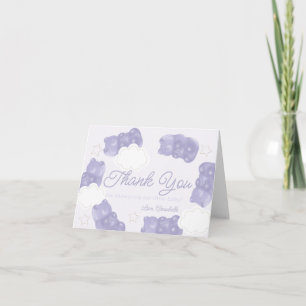 Carte De Remerciements Baby shower de l'ours de la gomme pourpre