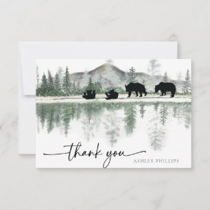 Carte De Remerciements Baby shower de l'ours   Montagnes Rustiques