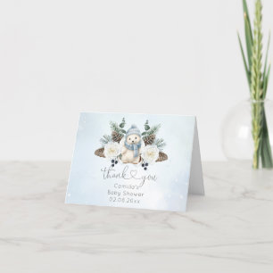 Carte De Remerciements Baby shower de l'ours polaire d'hiver