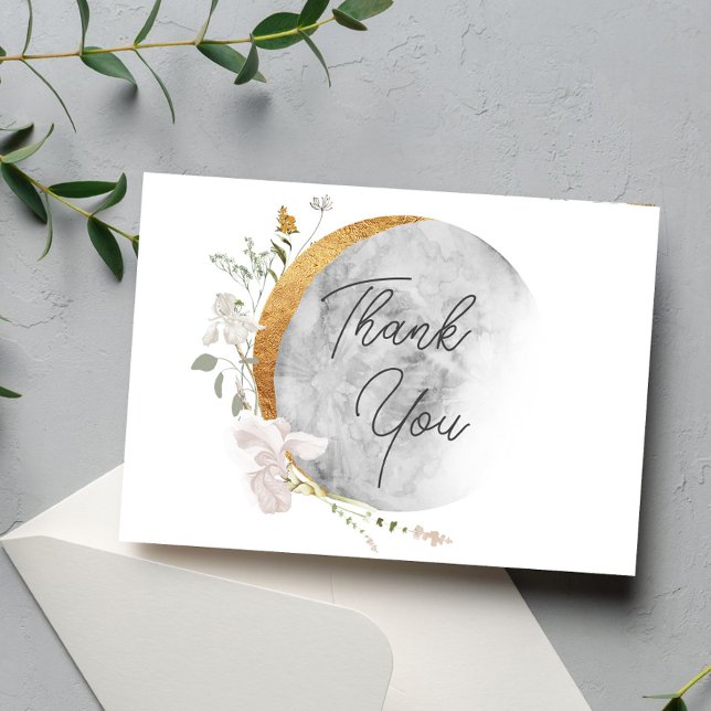 Carte De Remerciements Baby shower de lune fleurie de Boho saupoudré (Créateur téléchargé)