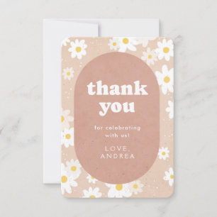 Carte De Remerciements Baby shower de marguerites neutres rétro