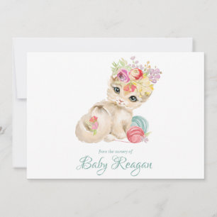 Carte De Remerciements Baby shower de monogramme de chaton de crèche