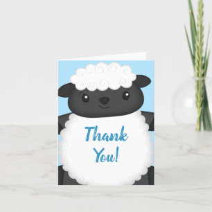 Carte De Remerciements Baby shower de mouton bleu