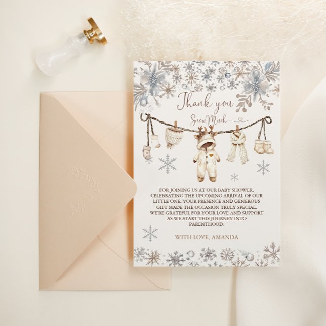 Carte De Remerciements Baby shower de neige d'hiver (Créateur téléchargé)