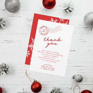 Carte De Remerciements Baby shower de Noël du Pôle Nord Père Noël