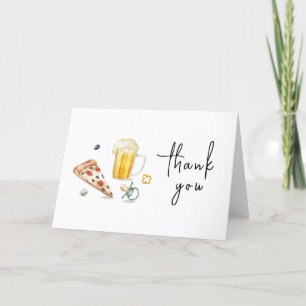 Carte De Remerciements Baby shower de pacifier des bières de pizza rustiq