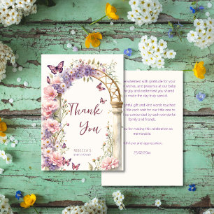 Carte De Remerciements Baby shower de papillons pastel de jardin enchanté