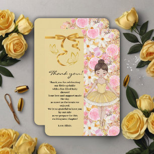 Carte De Remerciements Baby shower de papillons Tutu Ballerina Jaune