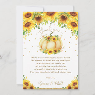 Carte De Remerciements Baby shower de Parties scintillant Citrouille de t