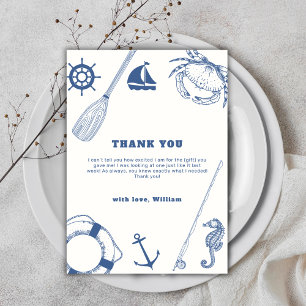 Carte De Remerciements Baby shower de pêche nautique simple et moderne