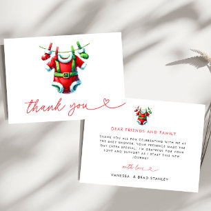 Carte De Remerciements Baby shower de Père Noël Red Holly