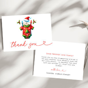 Carte De Remerciements Baby shower de Père Noël Red Holly