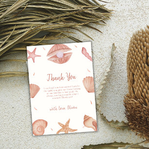 Carte De Remerciements Baby shower de perles Neutral Summer Ocean Seashel