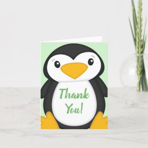 Carte De Remerciements Baby shower de pingouin vert
