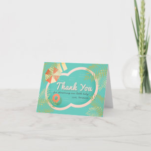 Carte De Remerciements Baby shower de piscine tropicale bleu