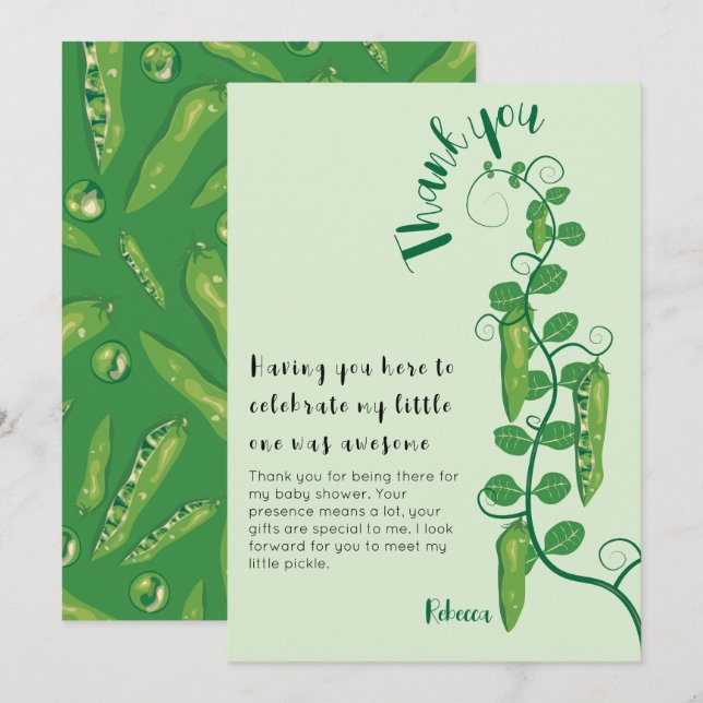 Carte De Remerciements Baby shower de pois doux (Devant / Derrière)
