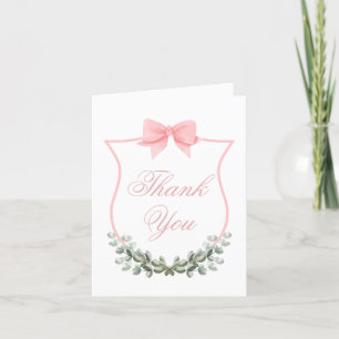 Carte De Remerciements Baby shower de poitrine rose rustique Eucalyptus