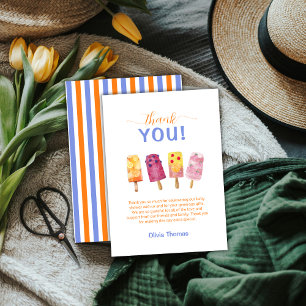 Carte De Remerciements Baby shower de Popcicle de crème glacée aux fruits