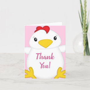 Carte De Remerciements Baby shower de poulet ferme rose